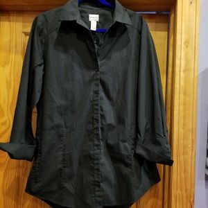 Chico's black w stretch button up tunic